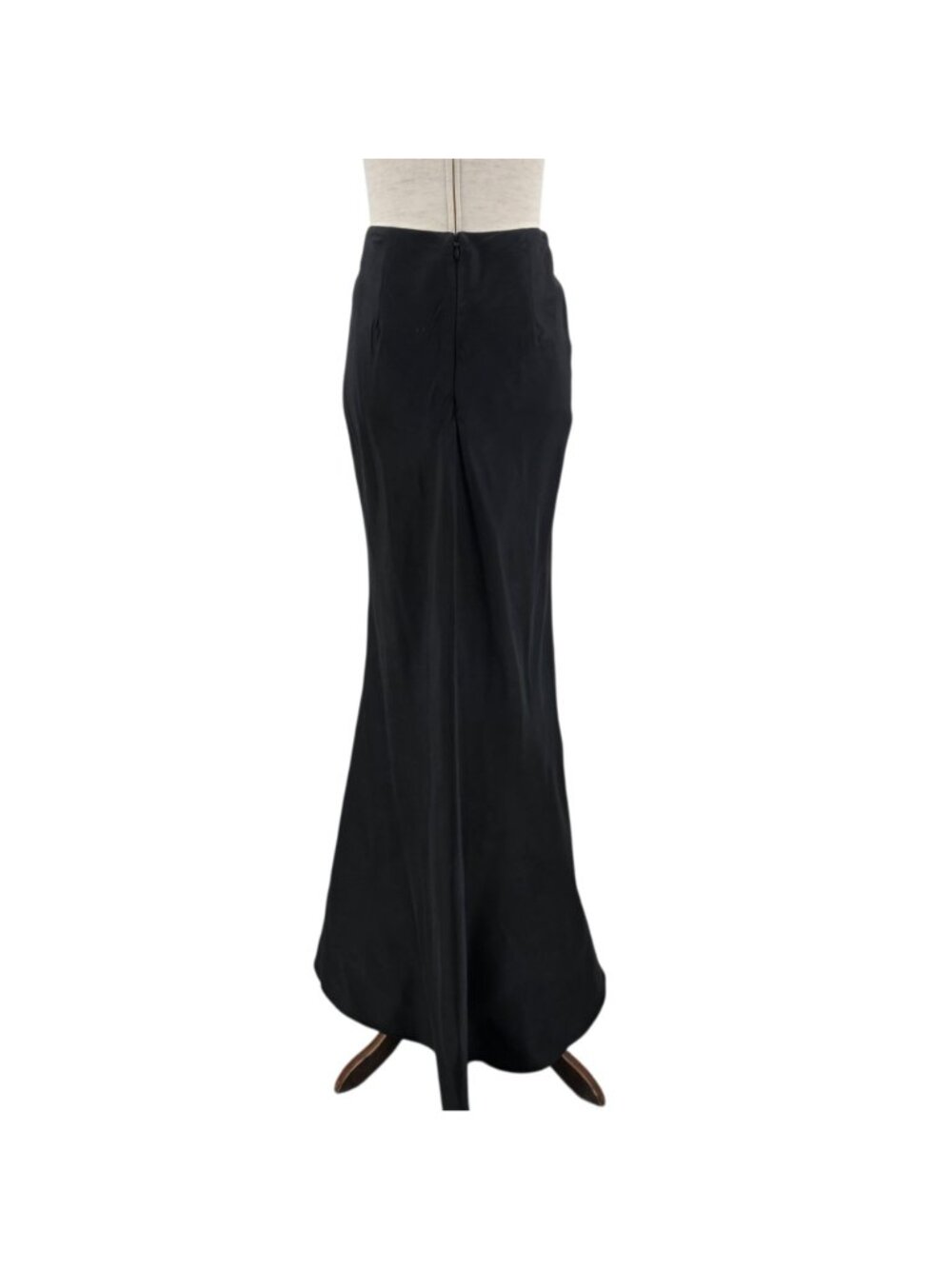 Vintage Cache Womens 4 Skirt Trumpet Skirt Black Satin Long Maxi High Waisted - Picture 6 of 13